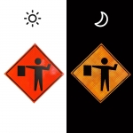 Roll Up Sign & Stand - 48 Inch Flagman Ahead Roll Up Reflective Traffic Sign